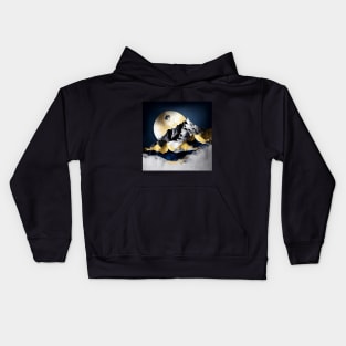 Textured Rustic Metallic Moonlit Mountains Kids Hoodie